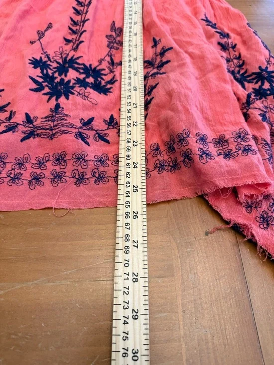Free People Meadows Of Medallion Slip Swing Dress S coral Embroidery Boho Beach - Picture 12 of 12